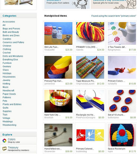 Primary Colors Slug Tribe love the Etsy front page